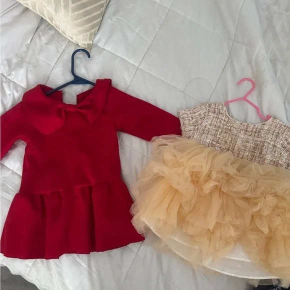 Charming Red and Cream Kids Dress Set - Picture 1 of 3